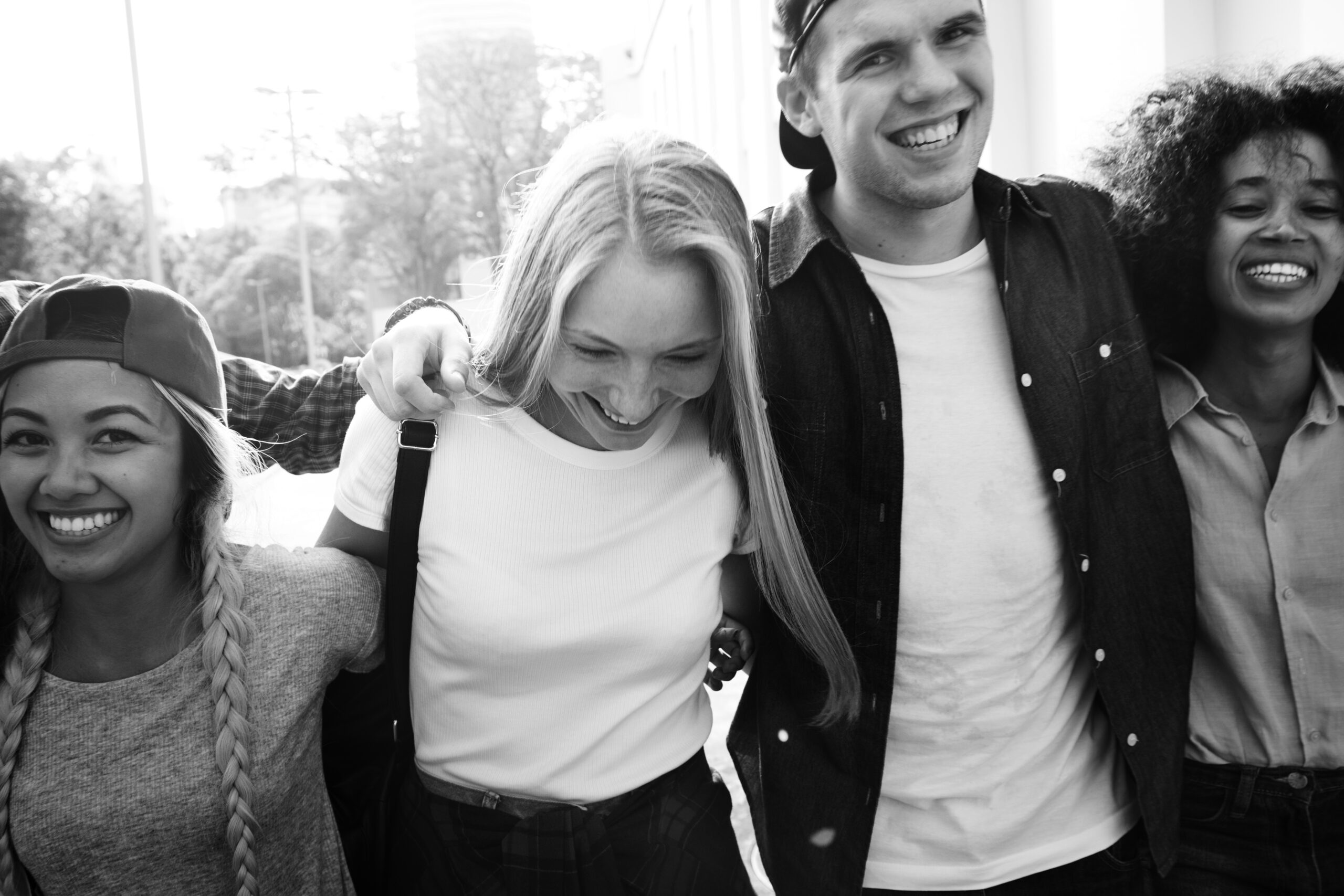 b&w friends walking nc state off campus housing
